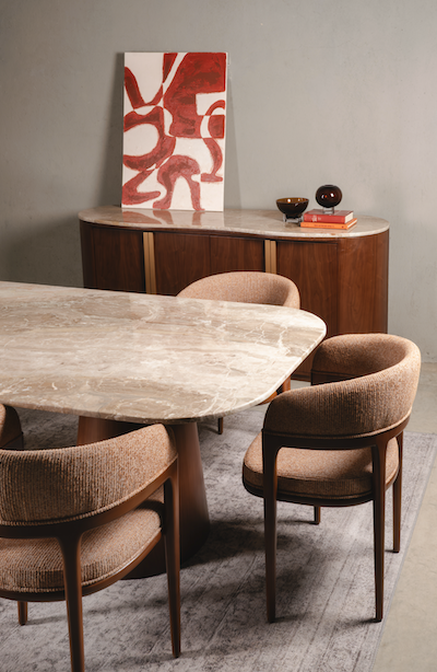 Wave Dining Table White Carara Marble