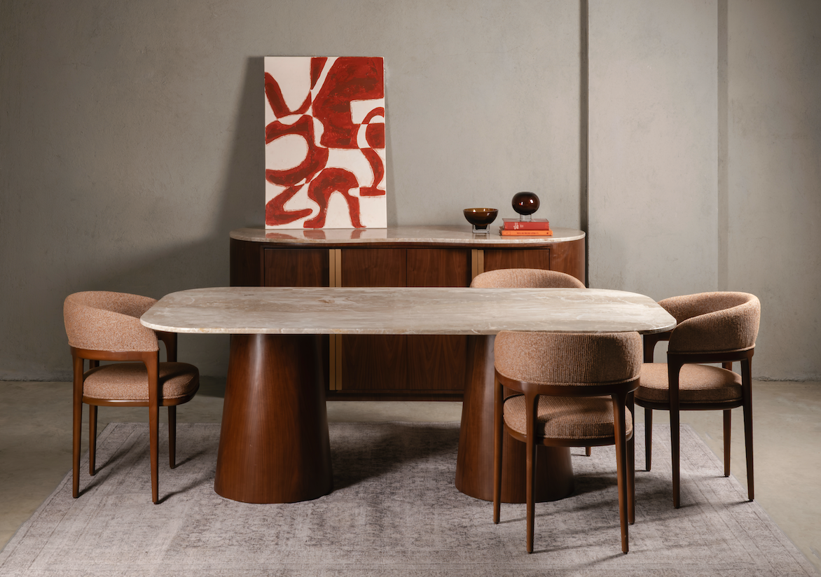 Wave Dining Table White Carara Marble
