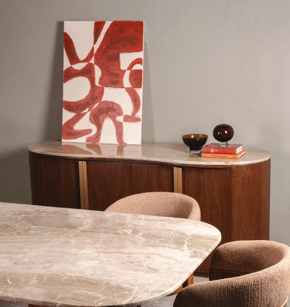 Wave Buffet White Carara Marble